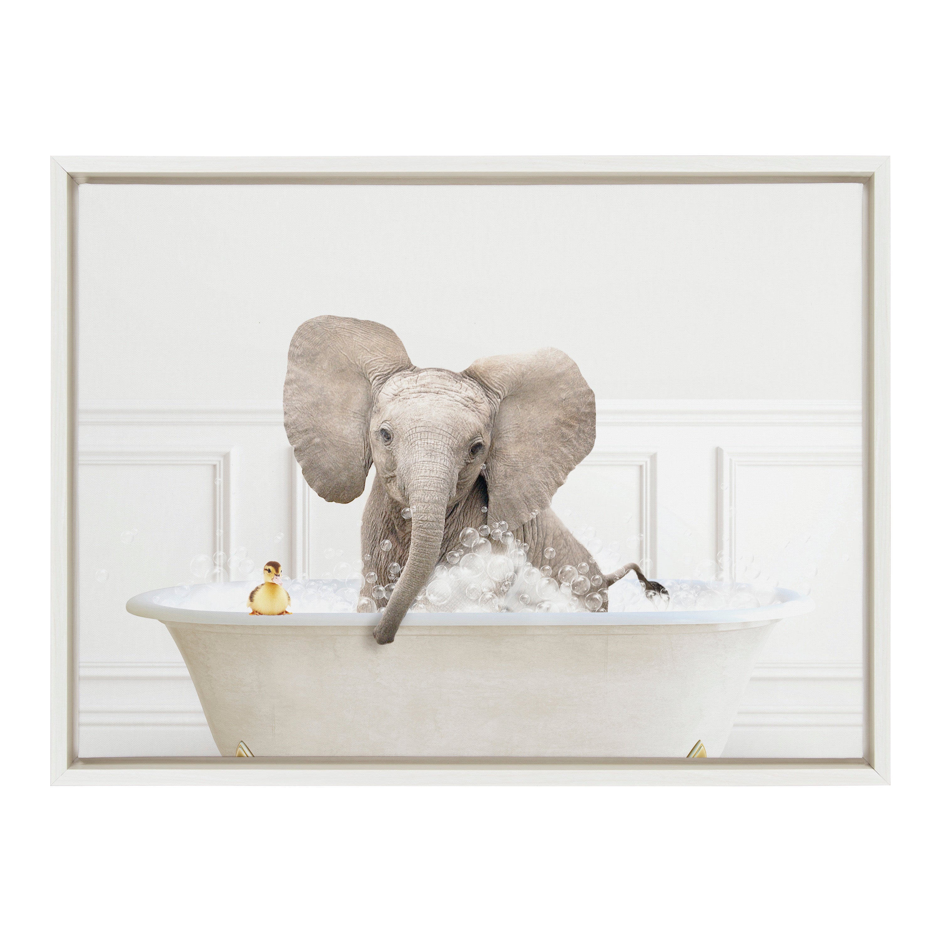 Sylvie Baby Elephant No4 In Bubble Bath Neutral Style Framed Canvas by kateandlaurel - product image 8 for Resin Society