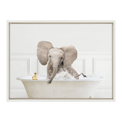 Sylvie Baby Elephant No4 In Bubble Bath Neutral Style Framed Canvas by kateandlaurel - product image 8 for Resin Society