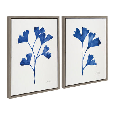 Sylvie Navy Ginkgo and Navy Ginkgo Trio Framed Canvas by kateandlaurel - product image 10 for Resin Society