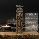 Hand-carved wooden figurine of Thor, Norse god of thunder, 14 cm tall