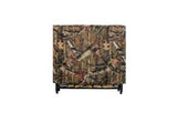 Woodhaven Full Firewood Rack Cover on firewood rack in outdoor setting