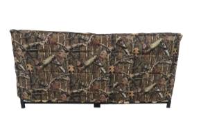 Woodhaven Full Firewood Rack Cover on firewood rack in outdoor setting