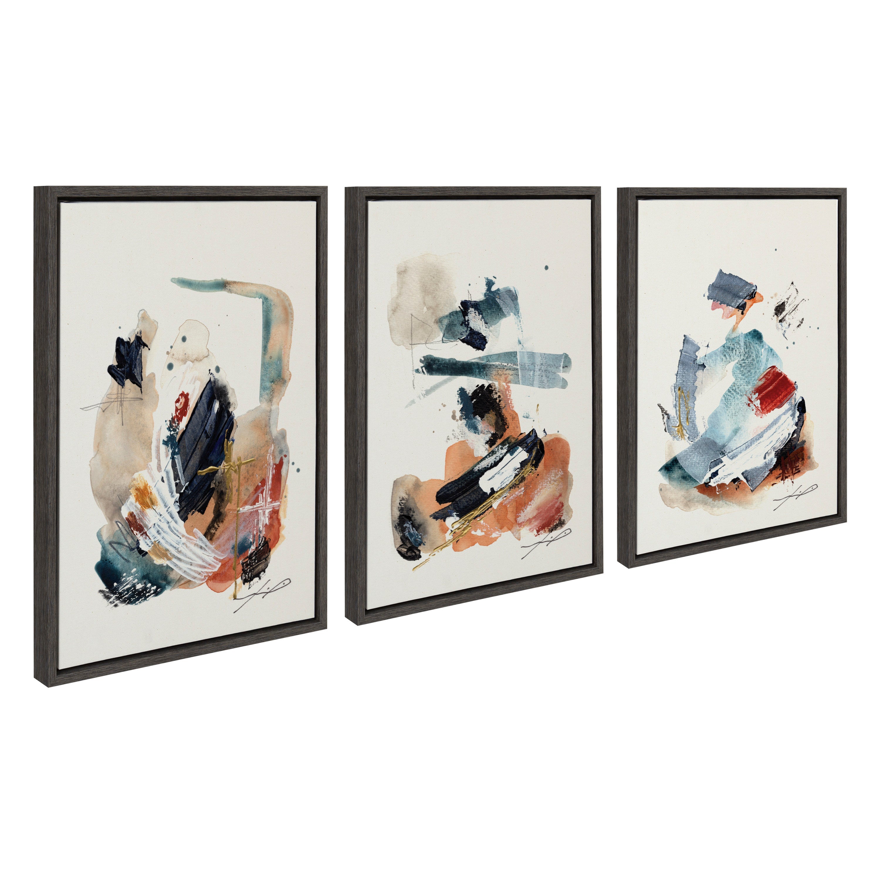 Sylvie By The Fireplace Series three-piece framed canvas art set by Xizhou Xie