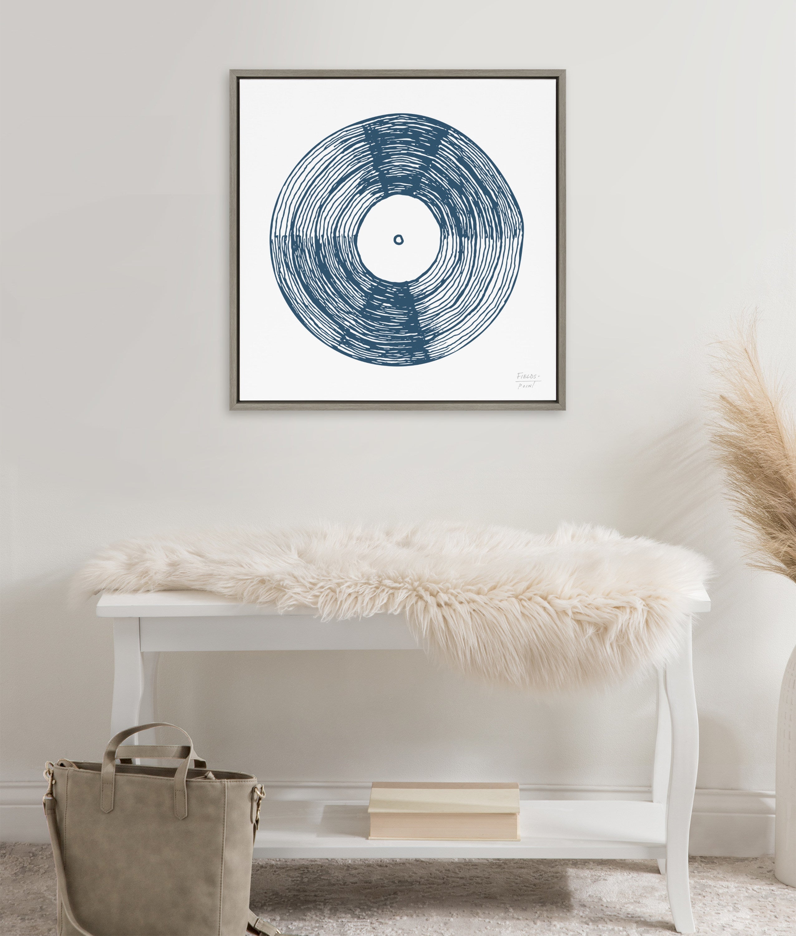 Sylvie Record Blue Framed Canvas by kateandlaurel - product image 13 for Resin Society