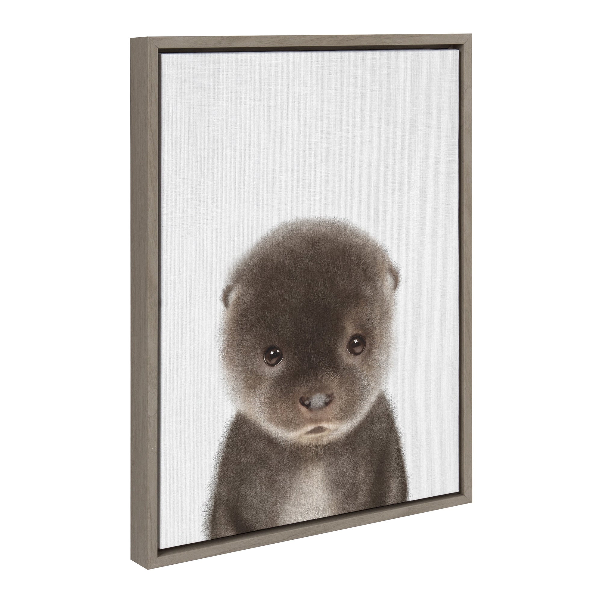 Sylvie Baby Otter Color Illustration Framed Canvas by kateandlaurel - main product image for Resin Society