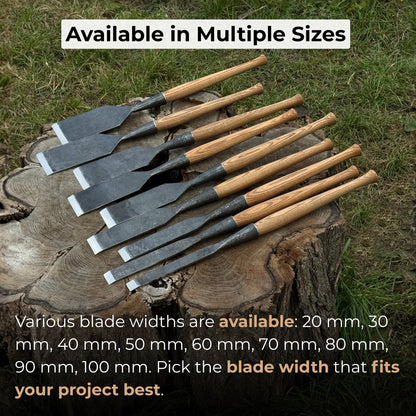 Timber Framing Slick Chisel with ash handle and 52100 carbon steel blade