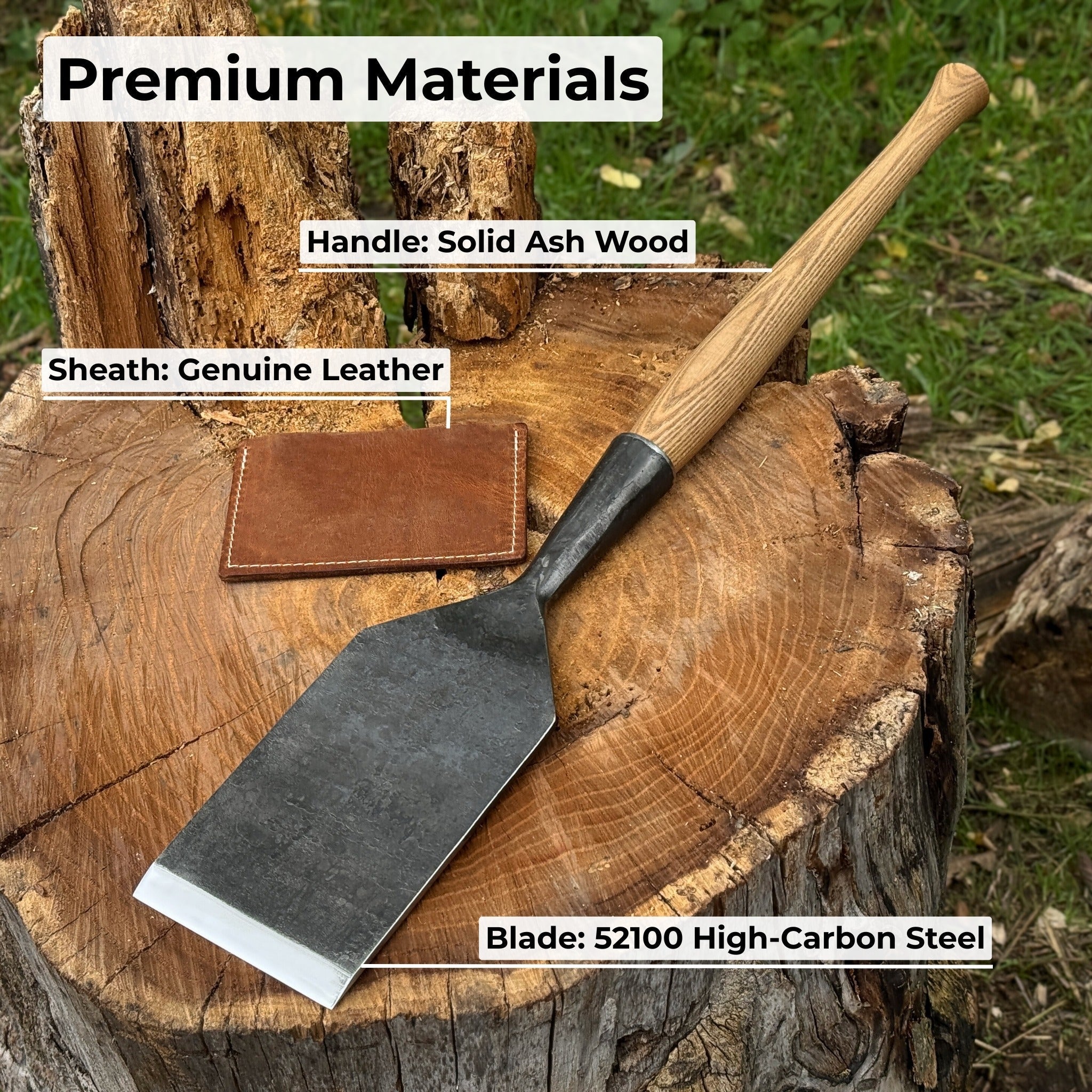 Timber Framing Slick Chisel with ash handle and 52100 carbon steel blade