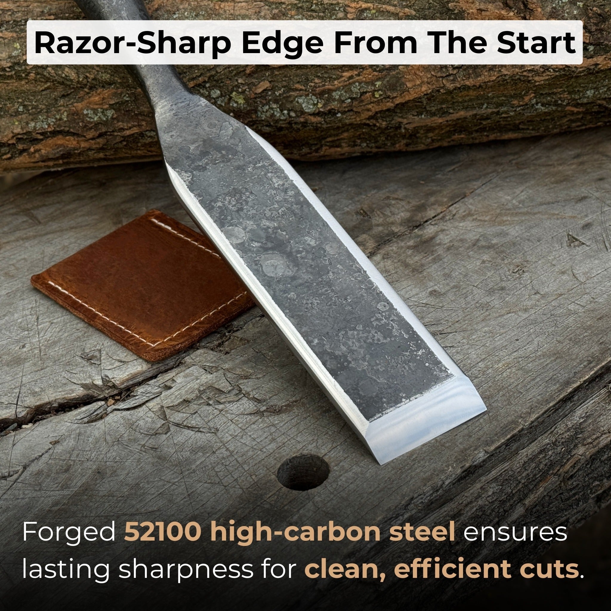 Timber Slick Chisel with ash handle and leather edge guard for woodworking