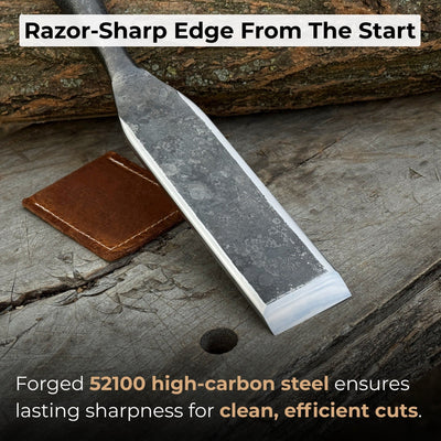 Timber Slick Chisel with ash handle and leather edge guard for woodworking