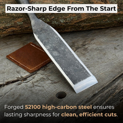 Timber Slick Chisel with ash handle and leather edge guard for woodworking