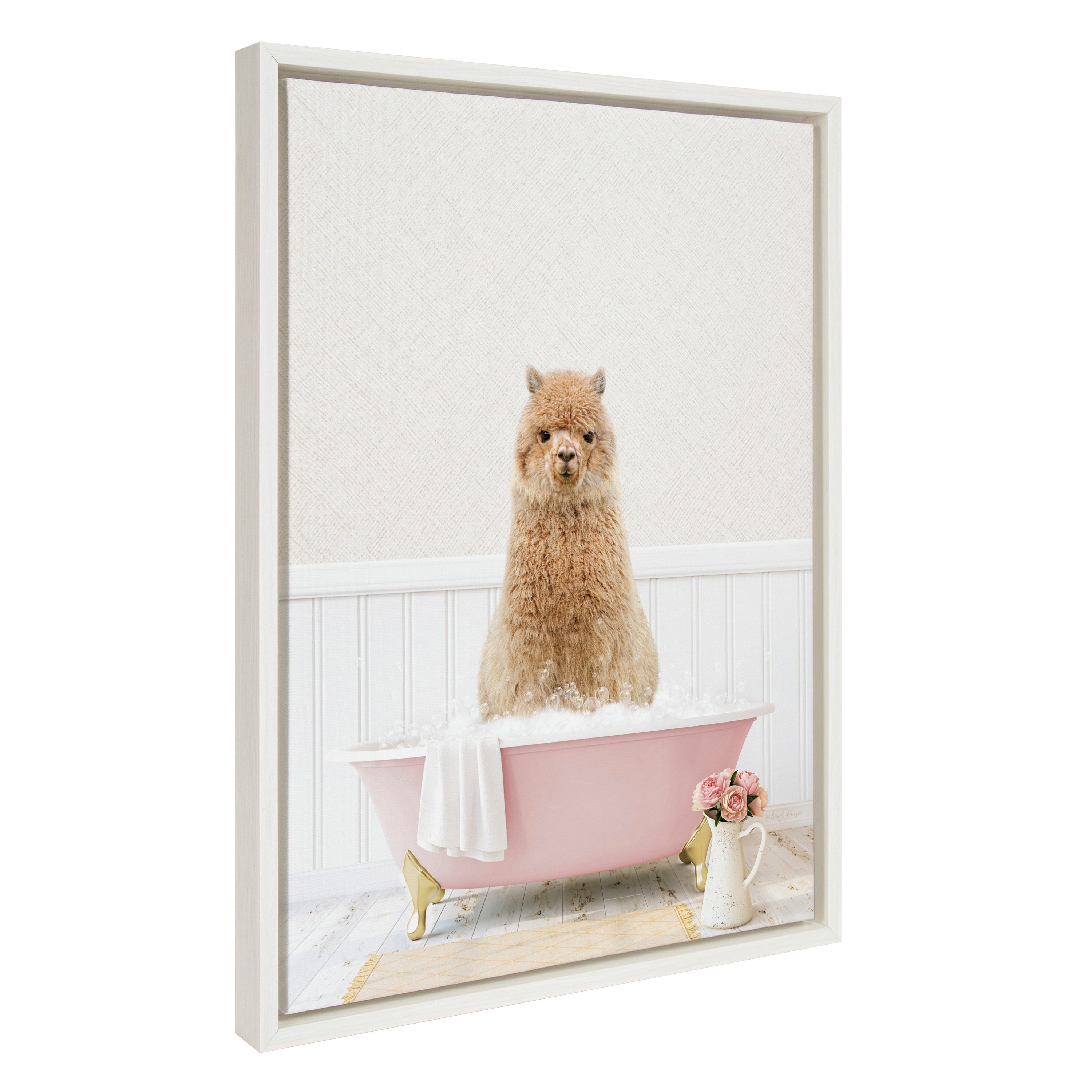 Sylvie Alpaca in Cottage Rose Bath Framed Canvas by kateandlaurel - product image 7 for Resin Society