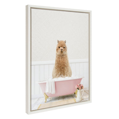 Sylvie Alpaca in Cottage Rose Bath Framed Canvas by kateandlaurel - product image 7 for Resin Society