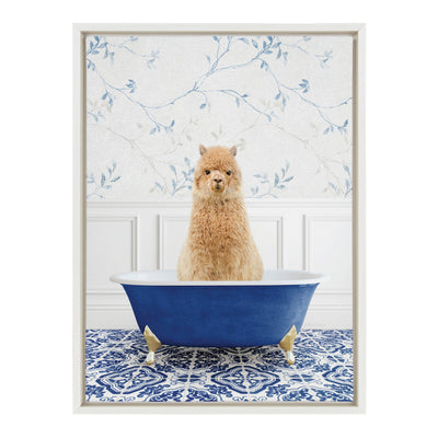 Sylvie Alpaca In Eclectic Blue Bath Framed Canvas by kateandlaurel - product image 2 for Resin Society