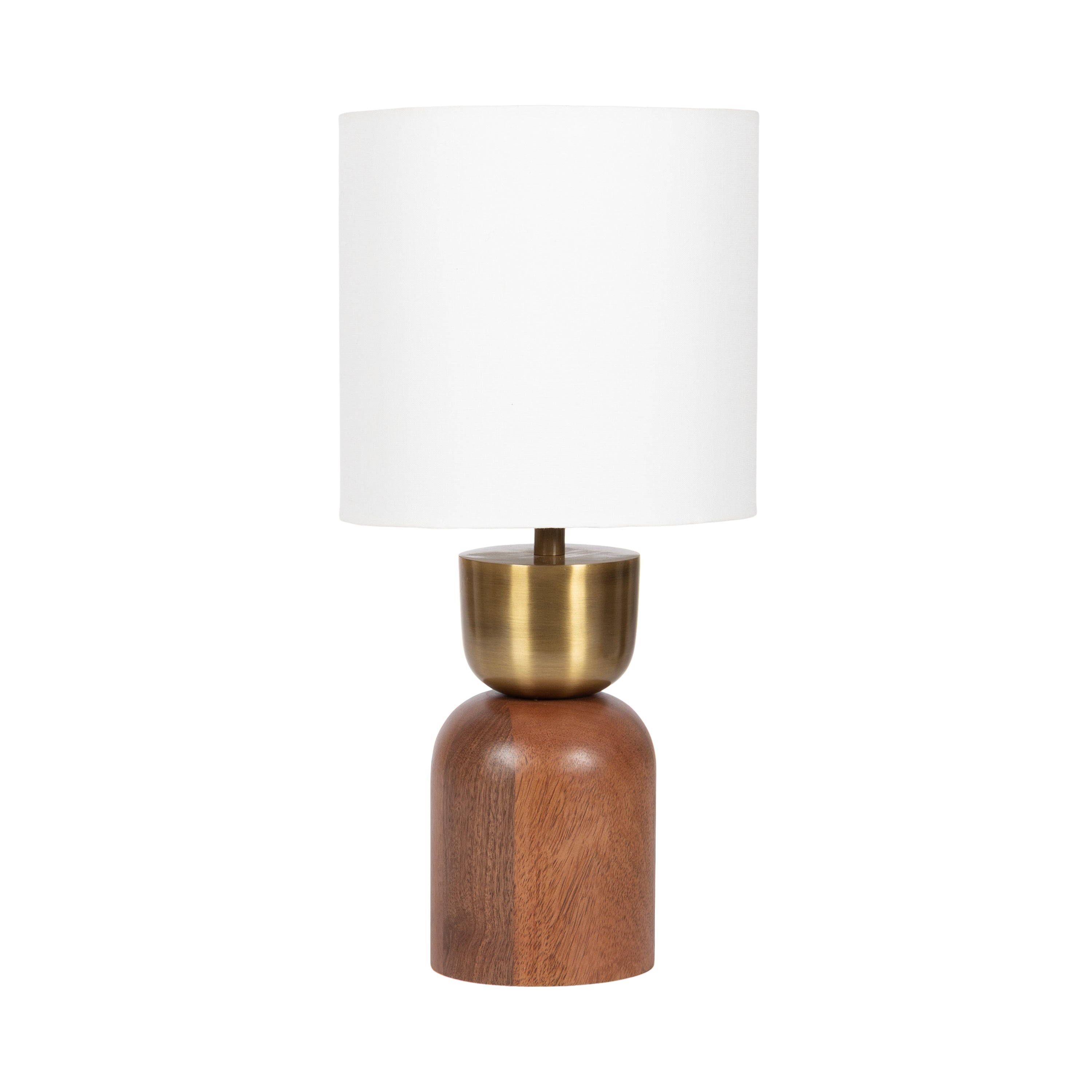 Marley Table Lamp with sculptural hourglass base and white linen drum shade