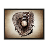 Sylvie Vintage Baseball Glove Framed Canvas by kateandlaurel - main product image for Resin Society
