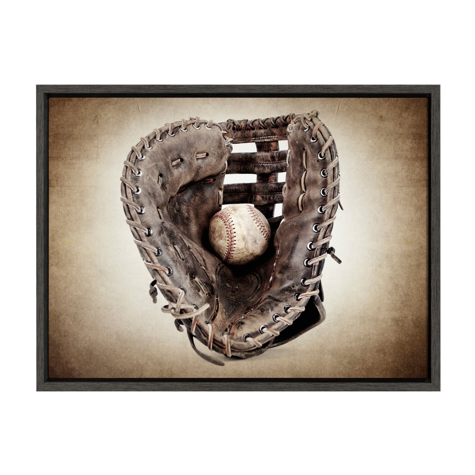Sylvie Vintage Baseball Glove Framed Canvas by kateandlaurel - product image 9 for Resin Society
