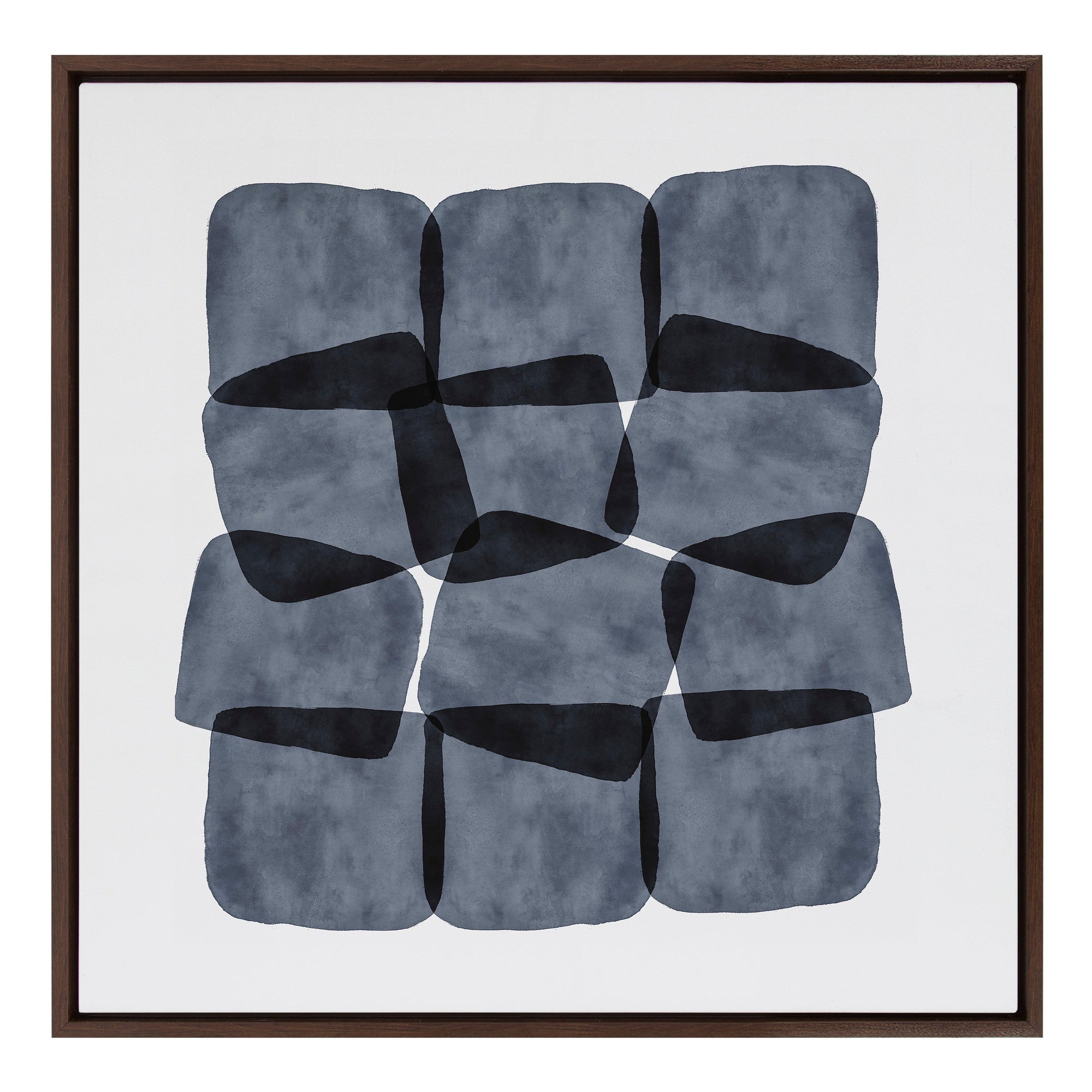 Sylvie Navy Block Abstract Framed Canvas by kateandlaurel - main product image for Resin Society