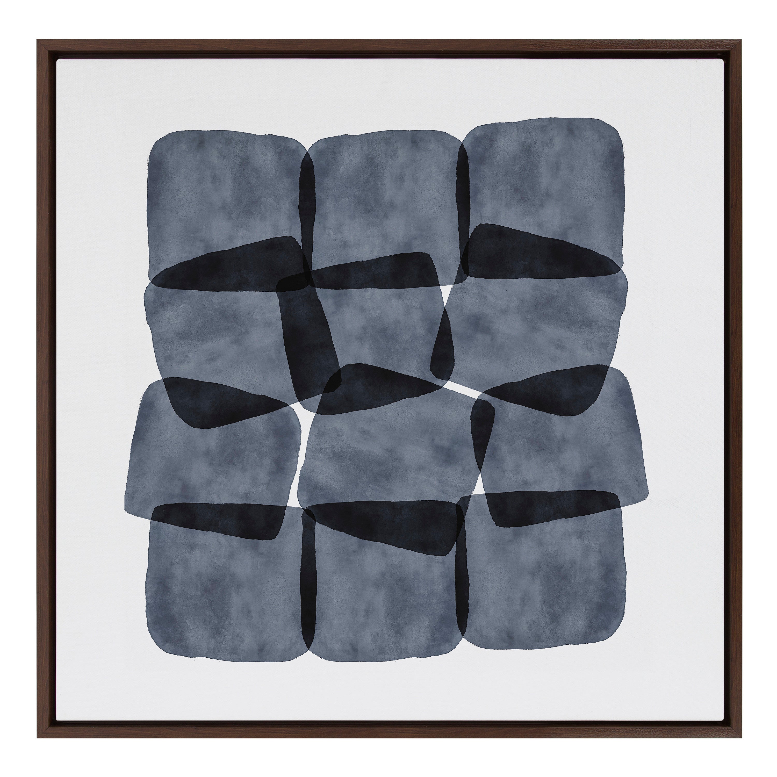 Sylvie Navy Block Abstract Framed Canvas by kateandlaurel - main product image for Resin Society