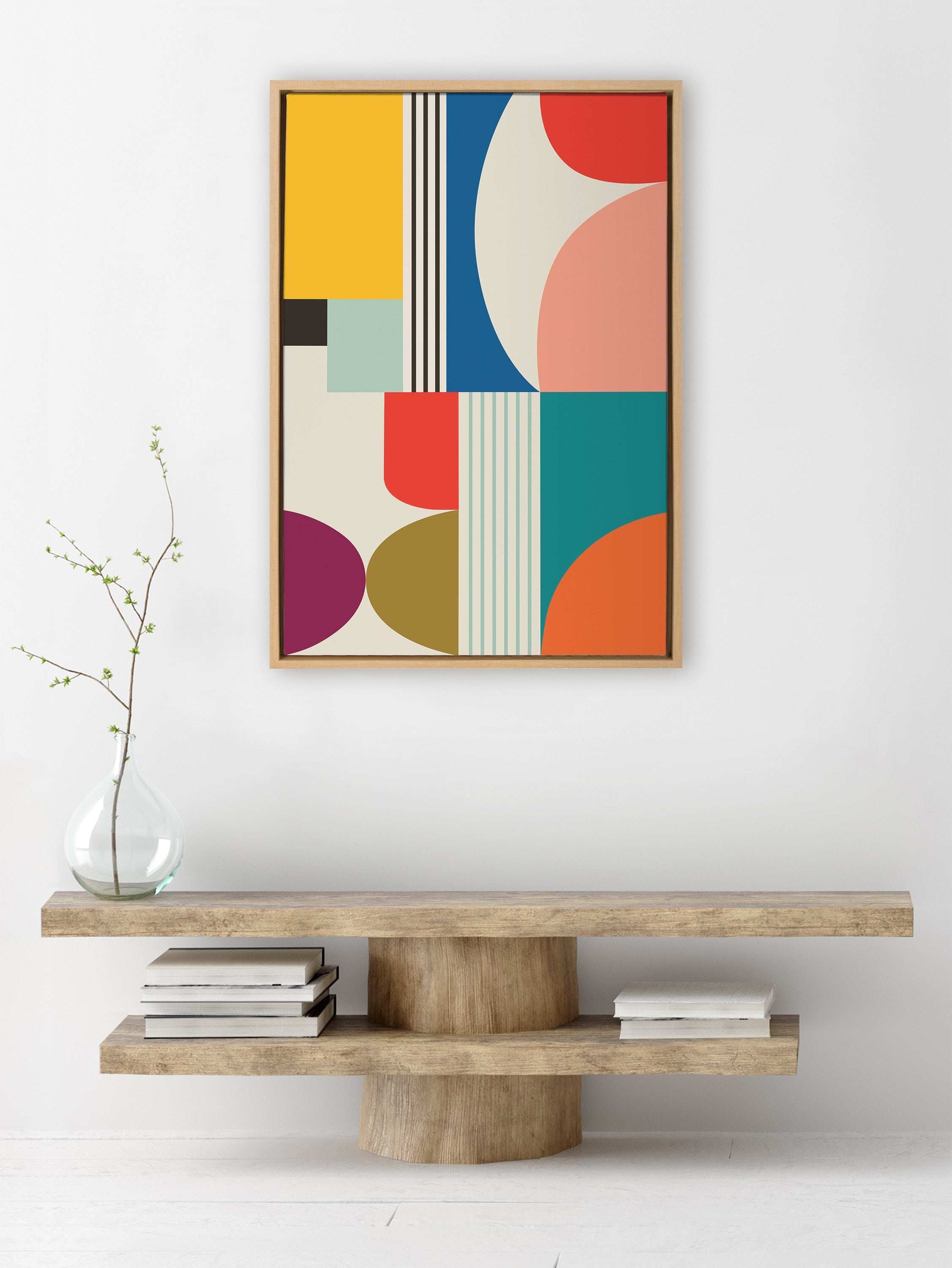 Sylvie Mid Century Modern Pattern Framed Canvas