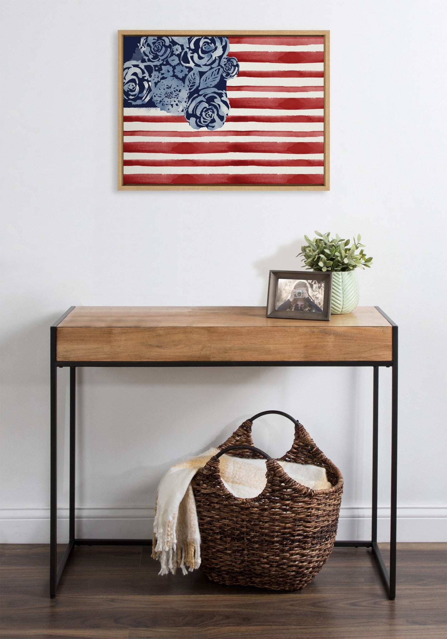 Sylvie Floral Flag Framed Canvas by kateandlaurel - product image 5 for Resin Society