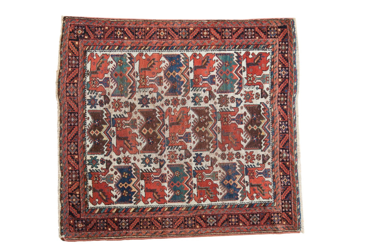 4x4.5 Antique Afshar Square Rug by Old New House® - main product image for Resin Society