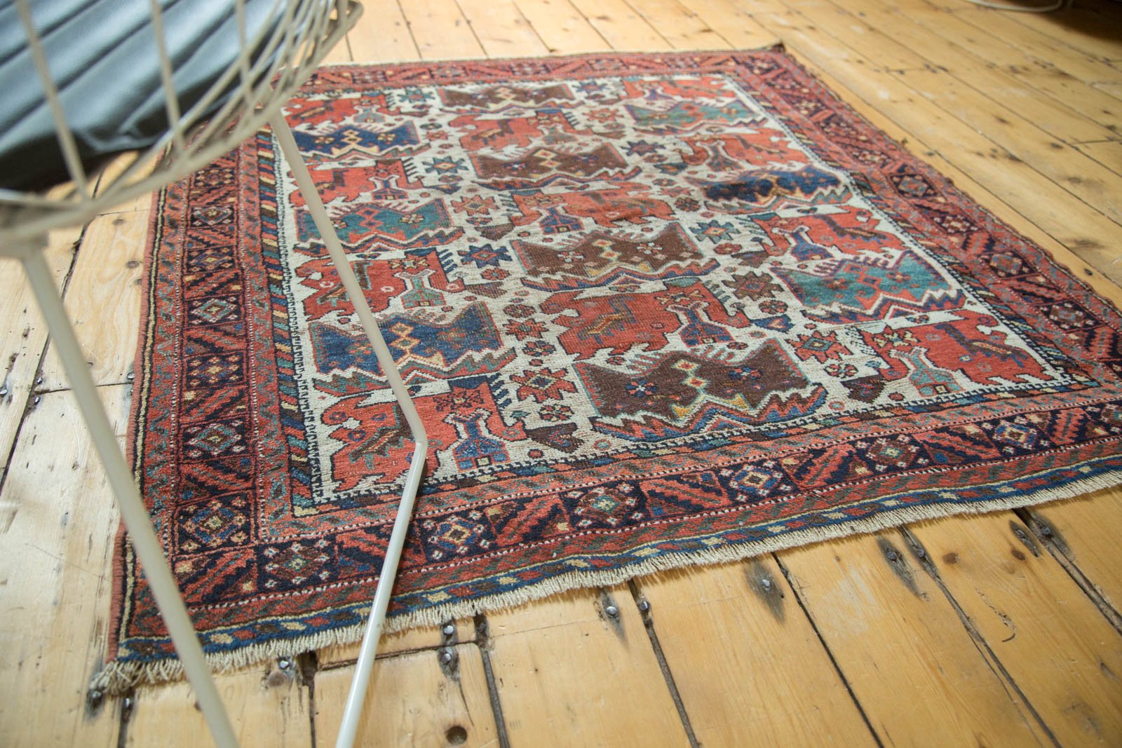 4x4.5 Antique Afshar Square Rug by Old New House® - product image 3 for Resin Society