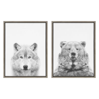 Sylvie Wolf and Bear European Framed Canvas Art Set by Simon Te of Tai Prints