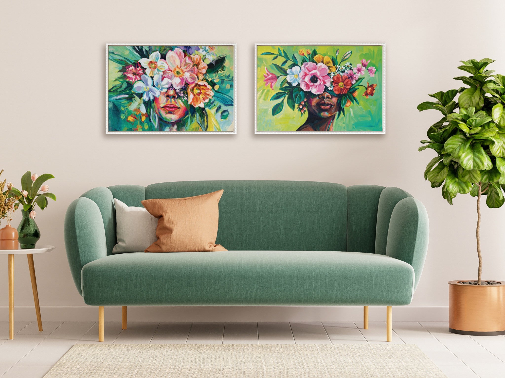 Sylvie Beaded She Chose to Flourish Framed Canvas by Rachel Christopoulos