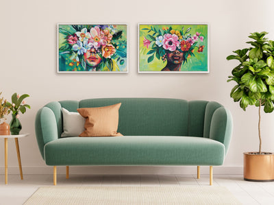 Sylvie Beaded She Chose to Flourish Framed Canvas by Rachel Christopoulos