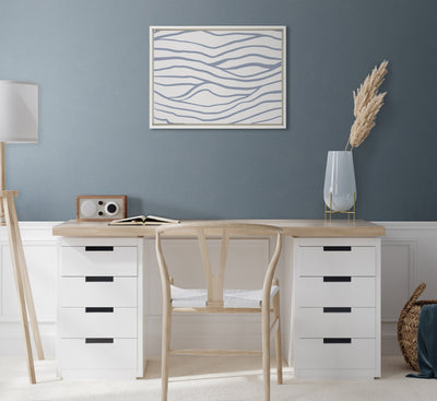 Sylvie Simple Elegant Coastal Waves Framed Canvas by The Creative Bunch Studio