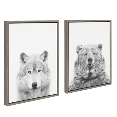 Sylvie Wolf and Bear European Framed Canvas Art Set by Simon Te of Tai Prints