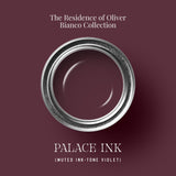 PALACE INK paint can and sample swatch in muted violet ink tone