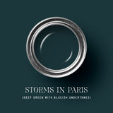 Deep green Storms in Paris paint cans by tonesterpaints