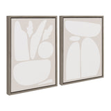 Sylvie Zen Botanical Rock Neutral Framed Canvas Set by kateandlaurel - main product image for Resin Society