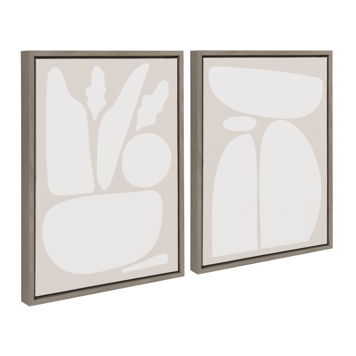 Sylvie Zen Botanical Rock Neutral Framed Canvas Set by kateandlaurel - main product image for Resin Society