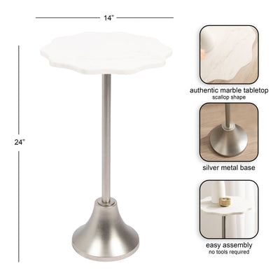 Sanzo Scalloped Marble and Metal Table