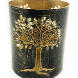 High Tree Votive Candle Holder with laser cut design casting shadows