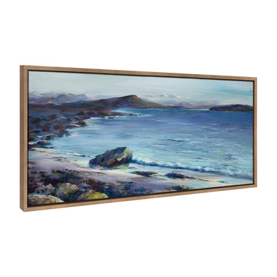 Framed canvas art 'Sylvie From Here Everything is Beautiful' showing a coastal ocean view by Nel Whatmore