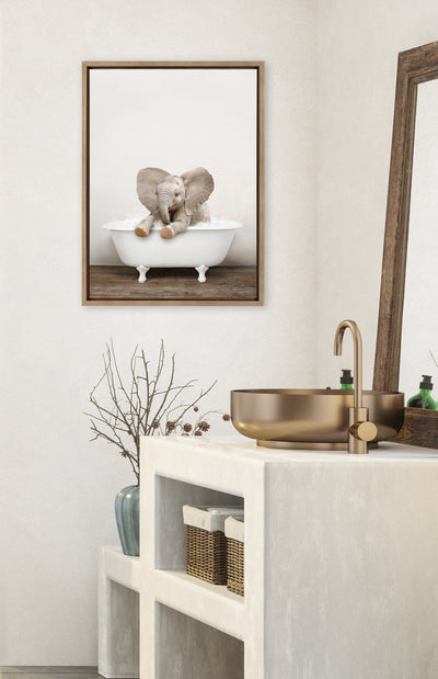 Sylvie Baby Elephant No 6 in Rustic Bath Framed Canvas by kateandlaurel - product image 10 for Resin Society
