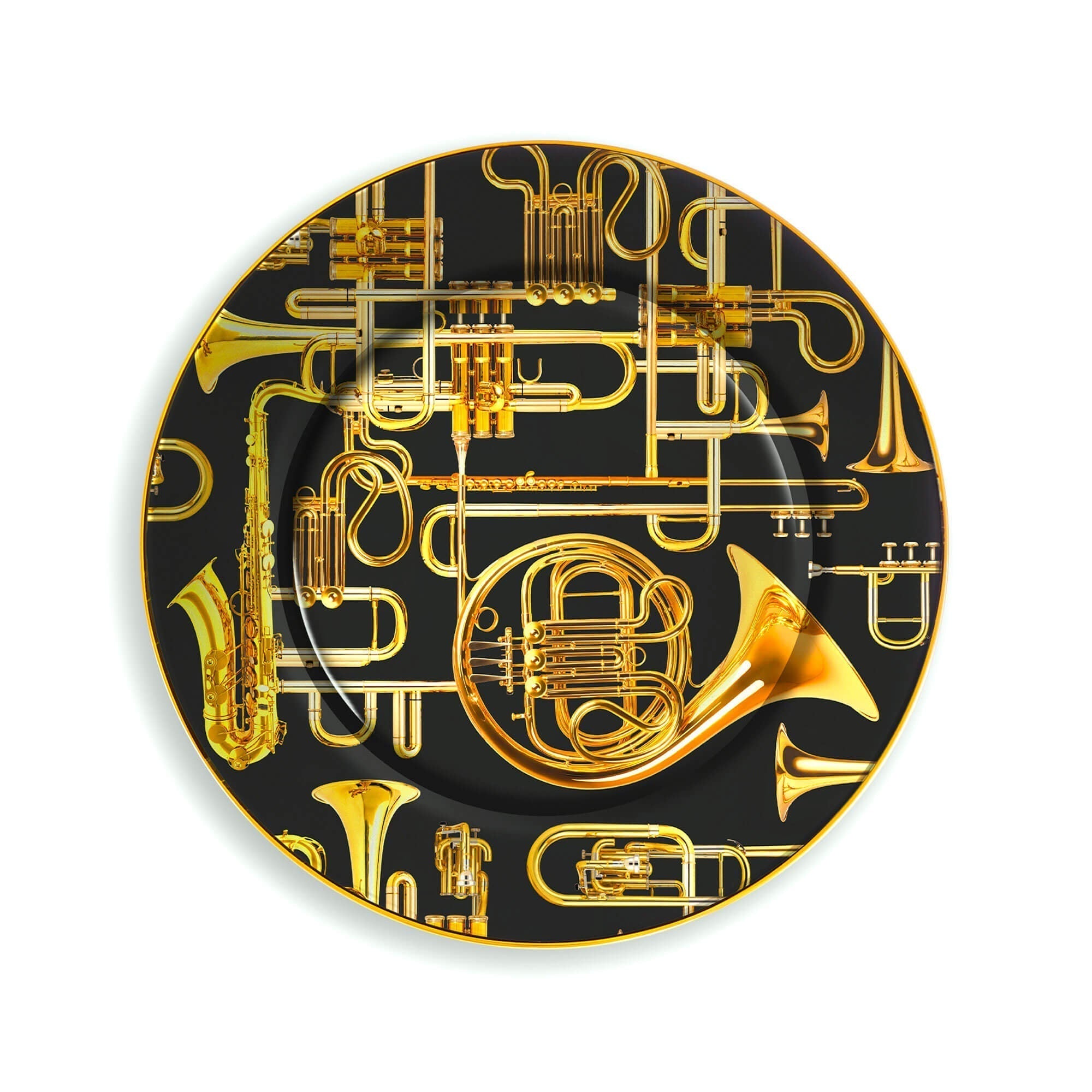 Porcelain Plate Trumpets Gold Border by DEKOR - main product image for Resin Society