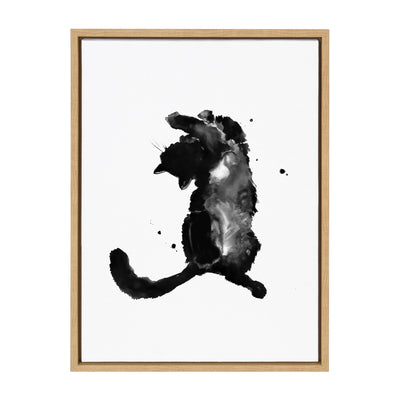 Sylvie Playful Cat BW Framed Canvas by Viola Kreczmer