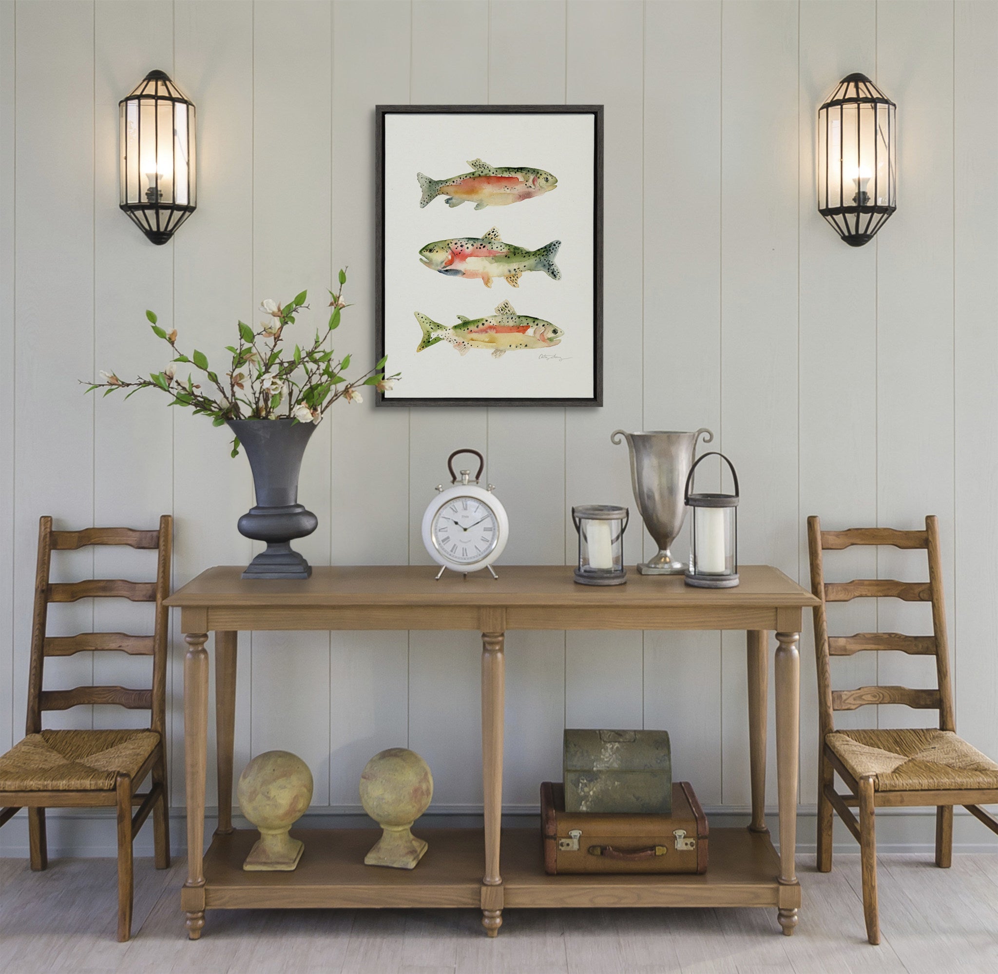 Sylvie Rainbow Trout Framed Canvas by Cathy Zhang by kateandlaurel - product image 6 for Resin Society