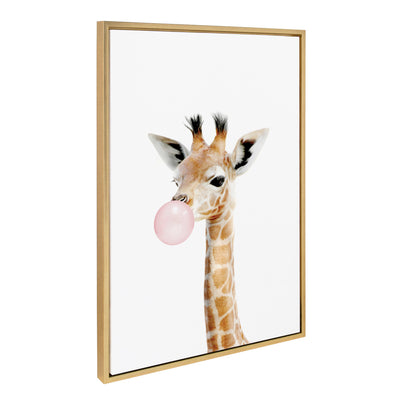 Sylvie Bubble Gum Giraffe Framed Canvas by Amy Peterson Art Studio by kateandlaurel - product image 7 for Resin Society