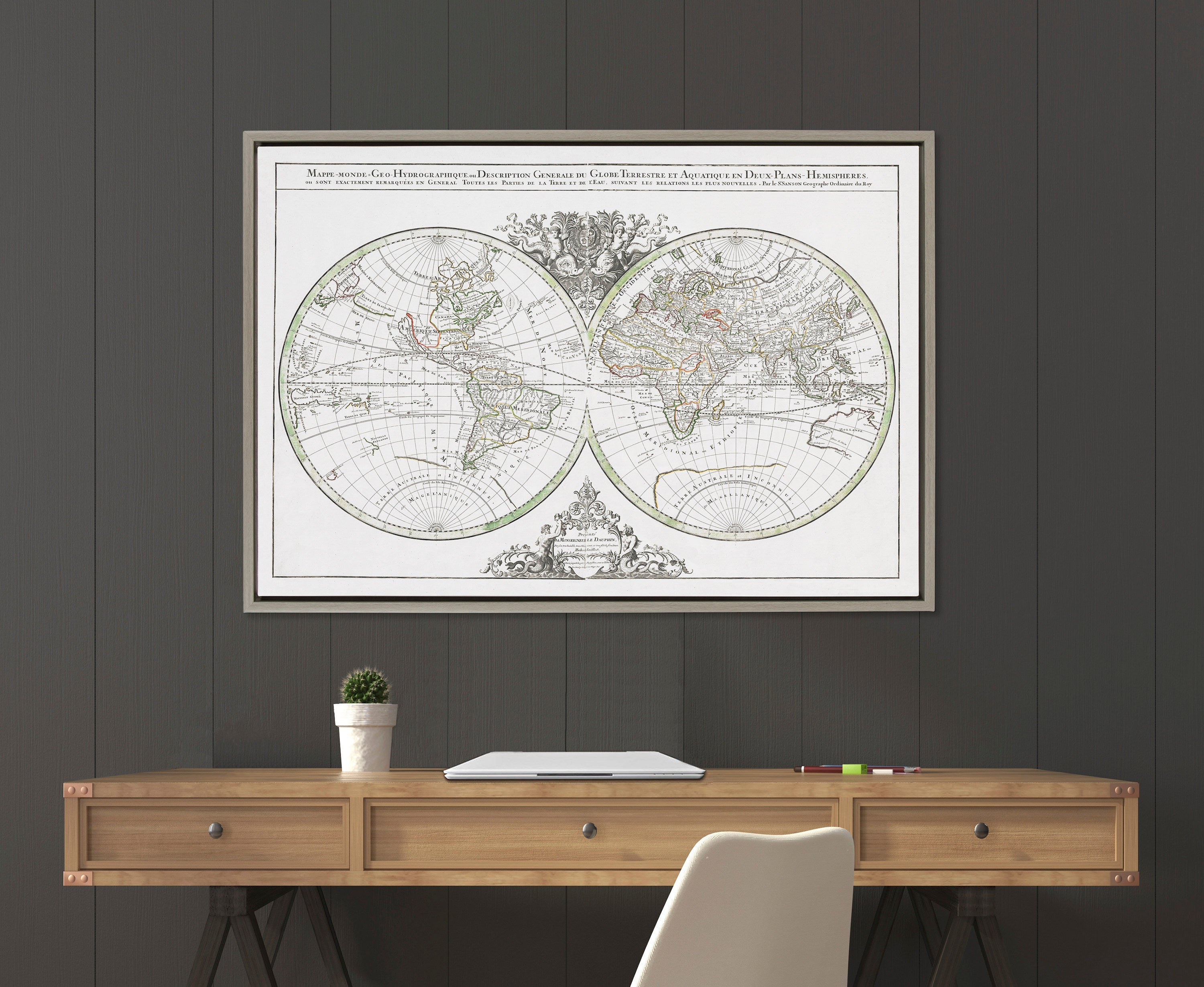 Sylvie Vintage World Map Framed Canvas by kateandlaurel - product image 4 for Resin Society