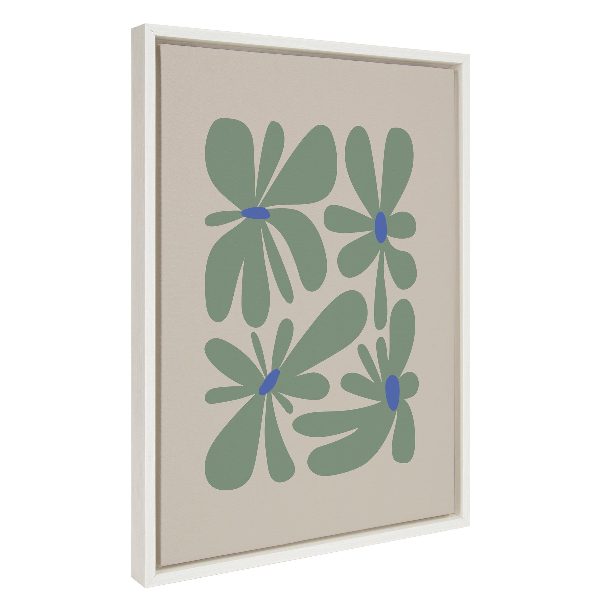 Sylvie Colorful Abstract Retro Floral Groovy Green Framed Canvas by kateandlaurel - product image 7 for Resin Society