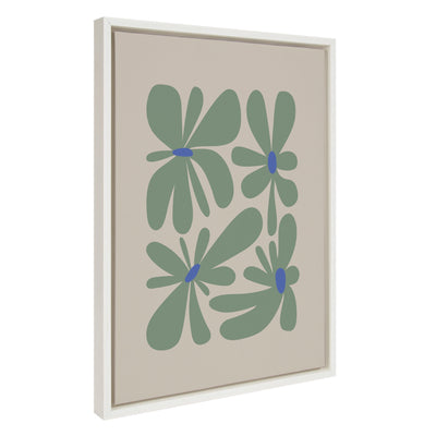 Sylvie Colorful Abstract Retro Floral Groovy Green Framed Canvas by kateandlaurel - product image 7 for Resin Society
