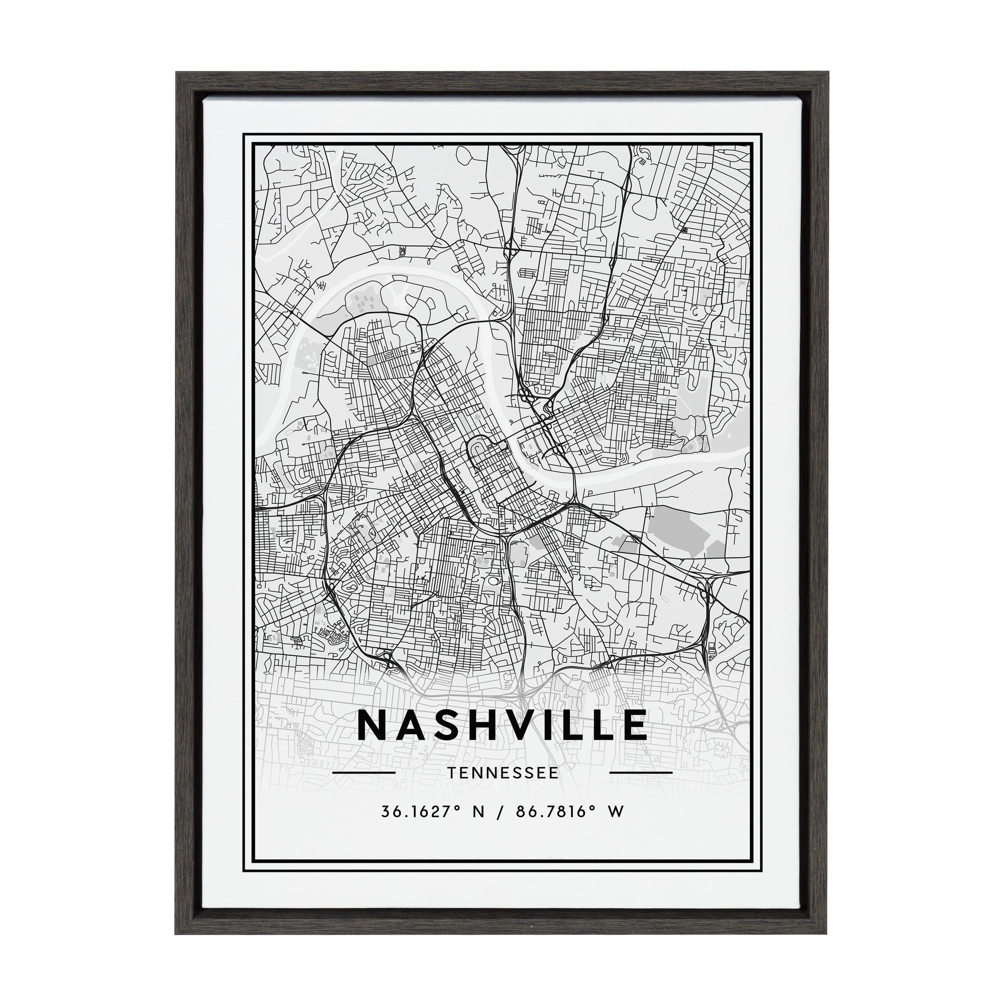 Sylvie Nashville Modern Map Framed Canvas by kateandlaurel - product image 8 for Resin Society