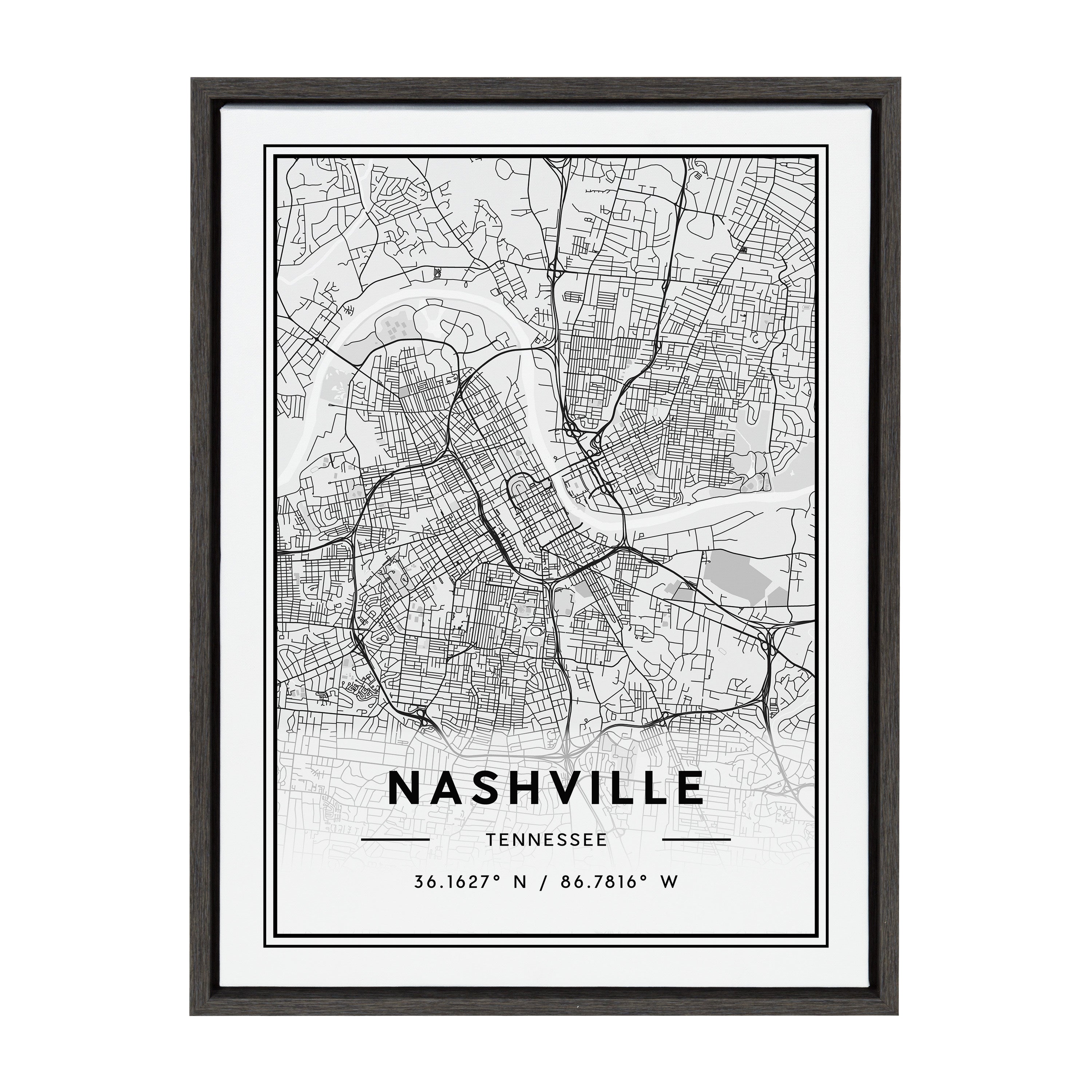Sylvie Nashville Modern Map Framed Canvas by kateandlaurel - product image 8 for Resin Society