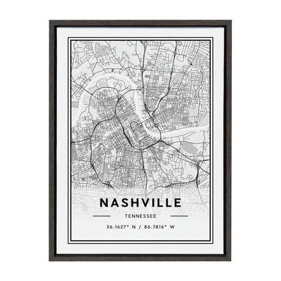 Sylvie Nashville Modern Map Framed Canvas by kateandlaurel - product image 8 for Resin Society