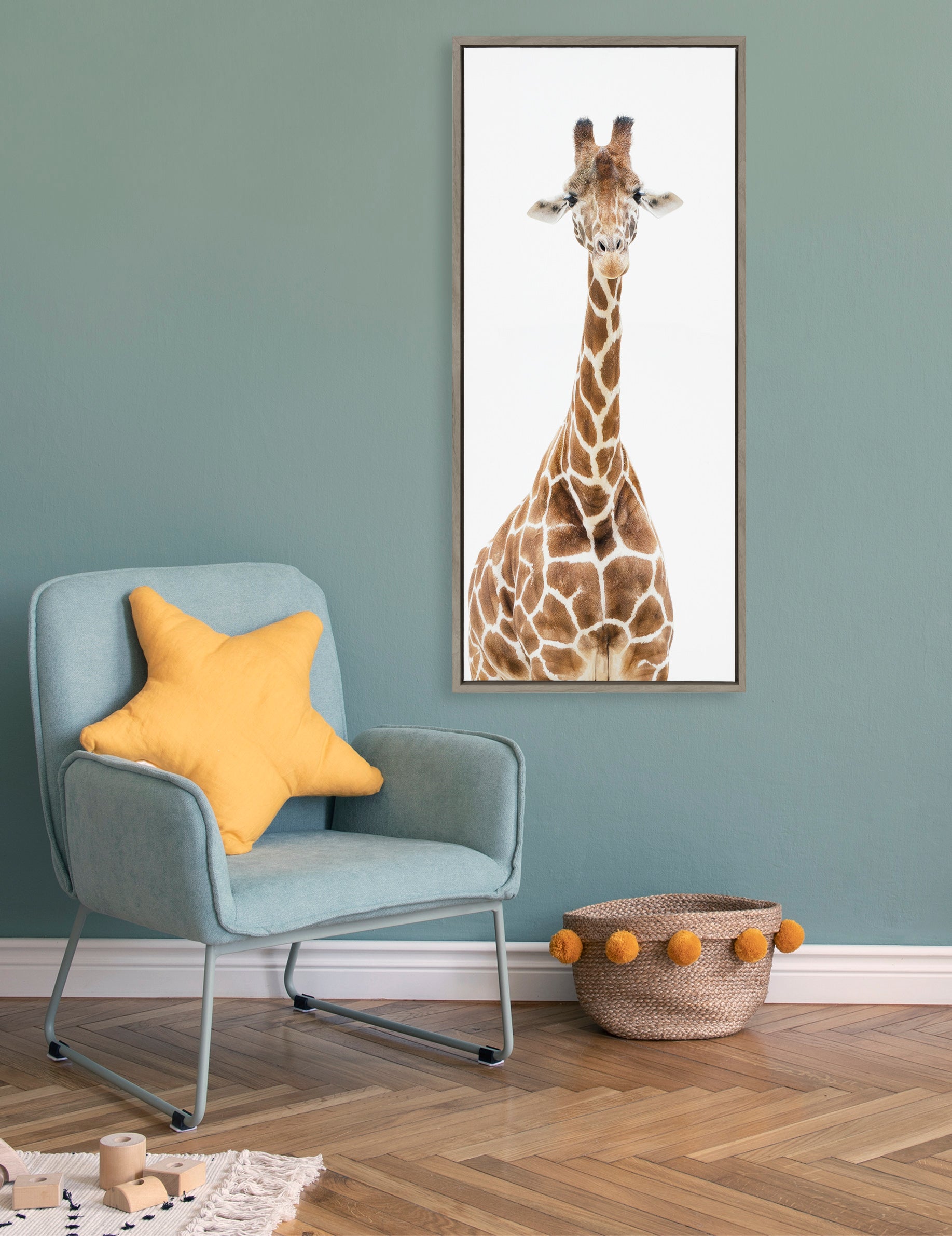 Sylvie Standing Giraffe Framed Canvas by Amy Peterson